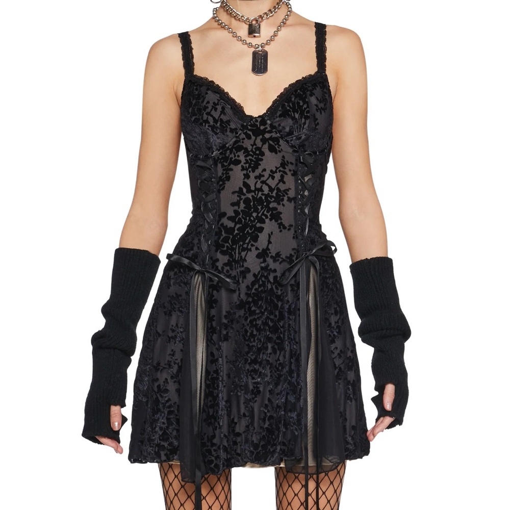 Gothic Dress  Black Velvet Dress size Small Velvet Material